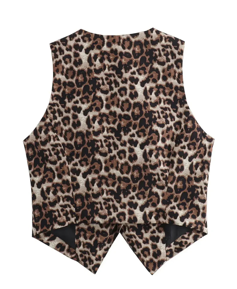 Compra 1 Chaleco con Estampado de Leopardo  y obtén 1 cinturón de moda exclusivo BlomLane™