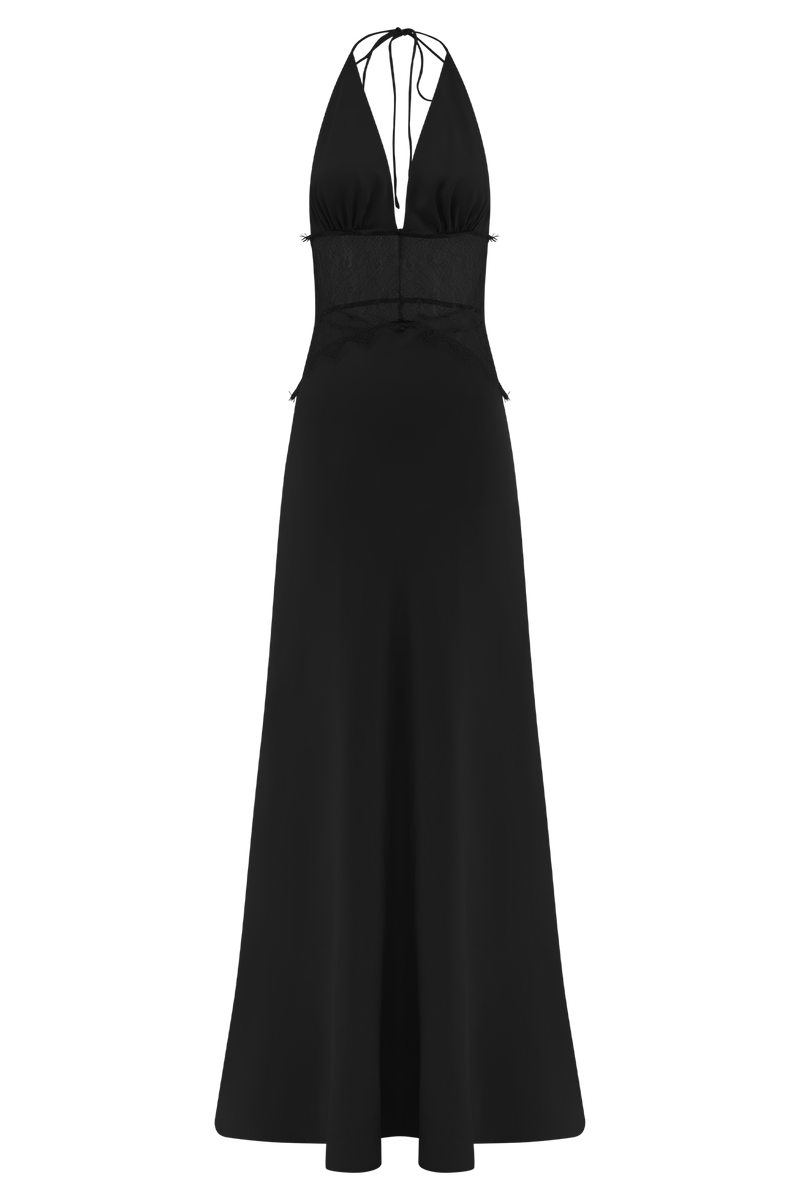 Compra 1 Vestido Largo de Encaje y Satén y gana 1 bolso de mano exclusivo BlomLane™ negro