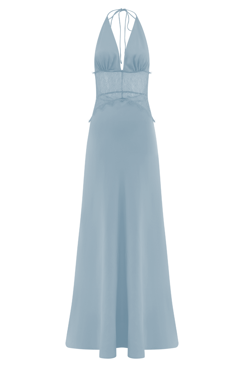 Compra 1 Vestido Largo de Encaje y Satén y gana 1 bolso de mano exclusivo BlomLane™ negro
